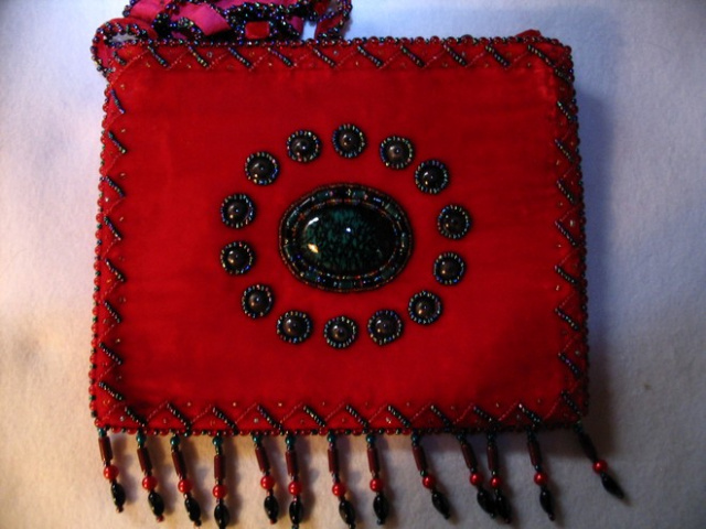 Large dark red horizontal w/ 14 pts.- new fringe